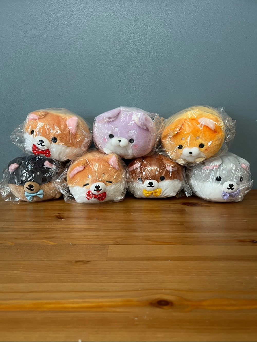 NWT BUNDLE Shiba Stacking Plushies Bowtie Megurumi Japan